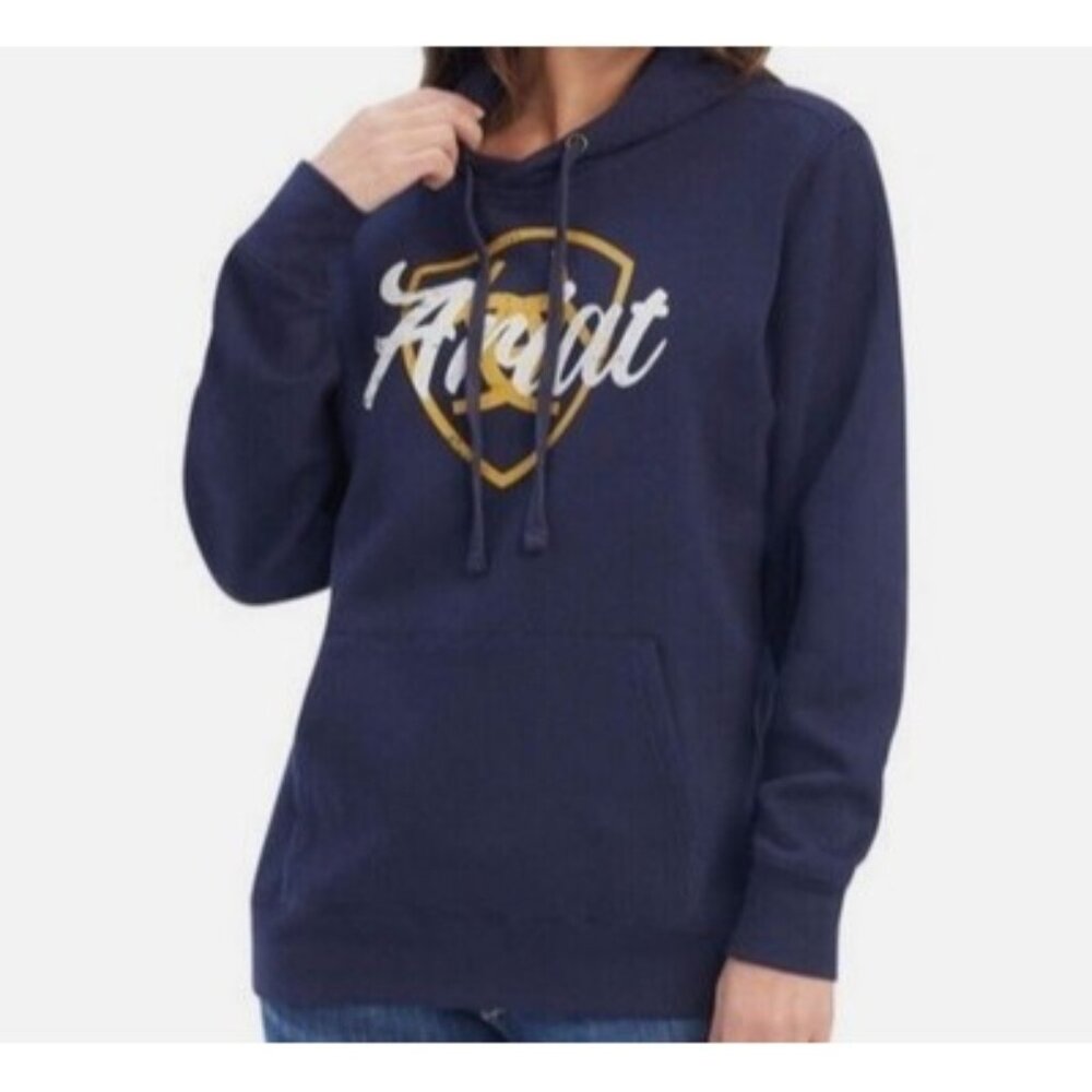 Ariat® Ladies R.E.A.L Shield Logo Navy Pullover Hoodie 10041679 Size Medium